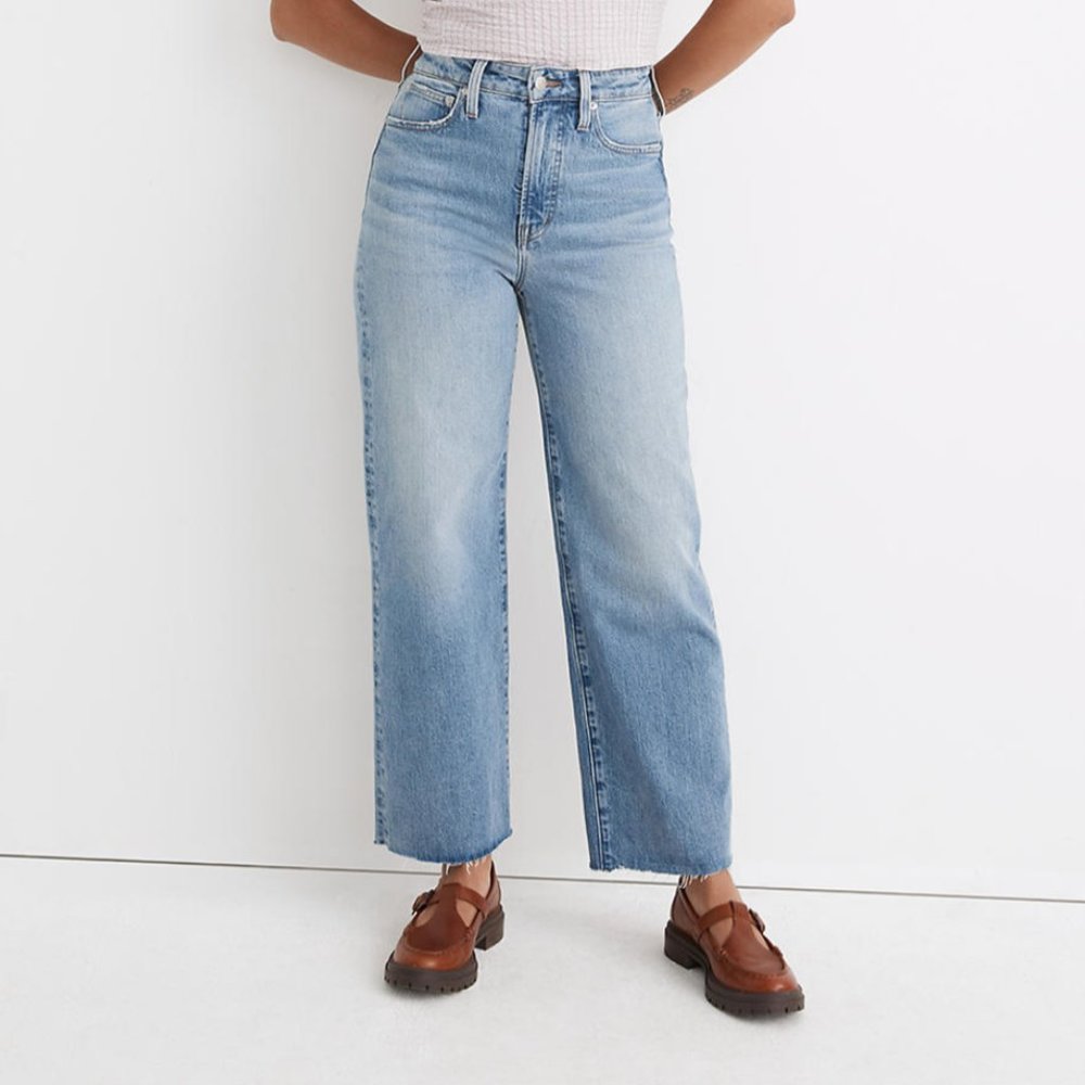 NWT Madewell Curvy Perfect Vintage Wide-Leg Crop Jean in Catlin Wash